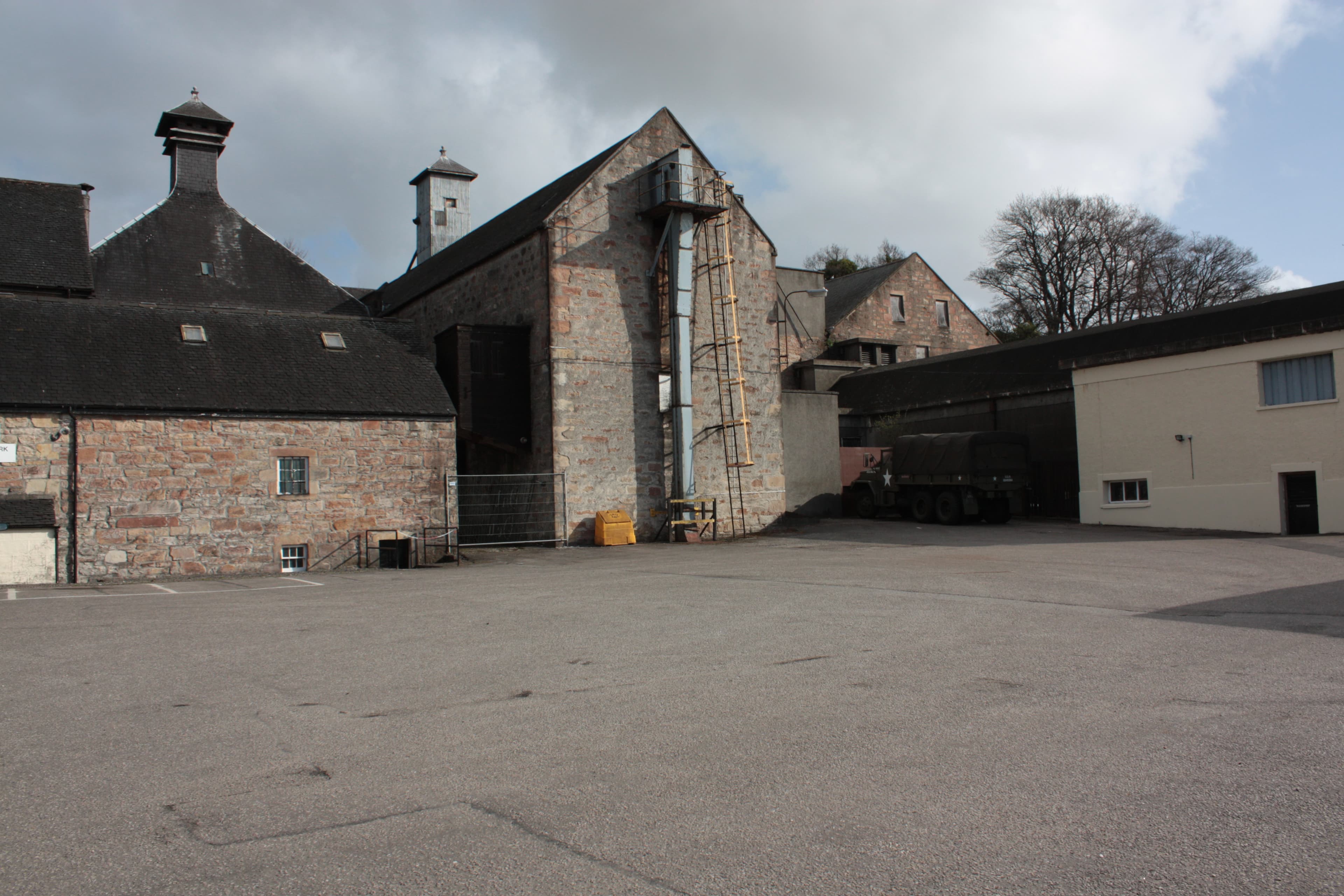 The Dalmore distillery courtyard at Alness