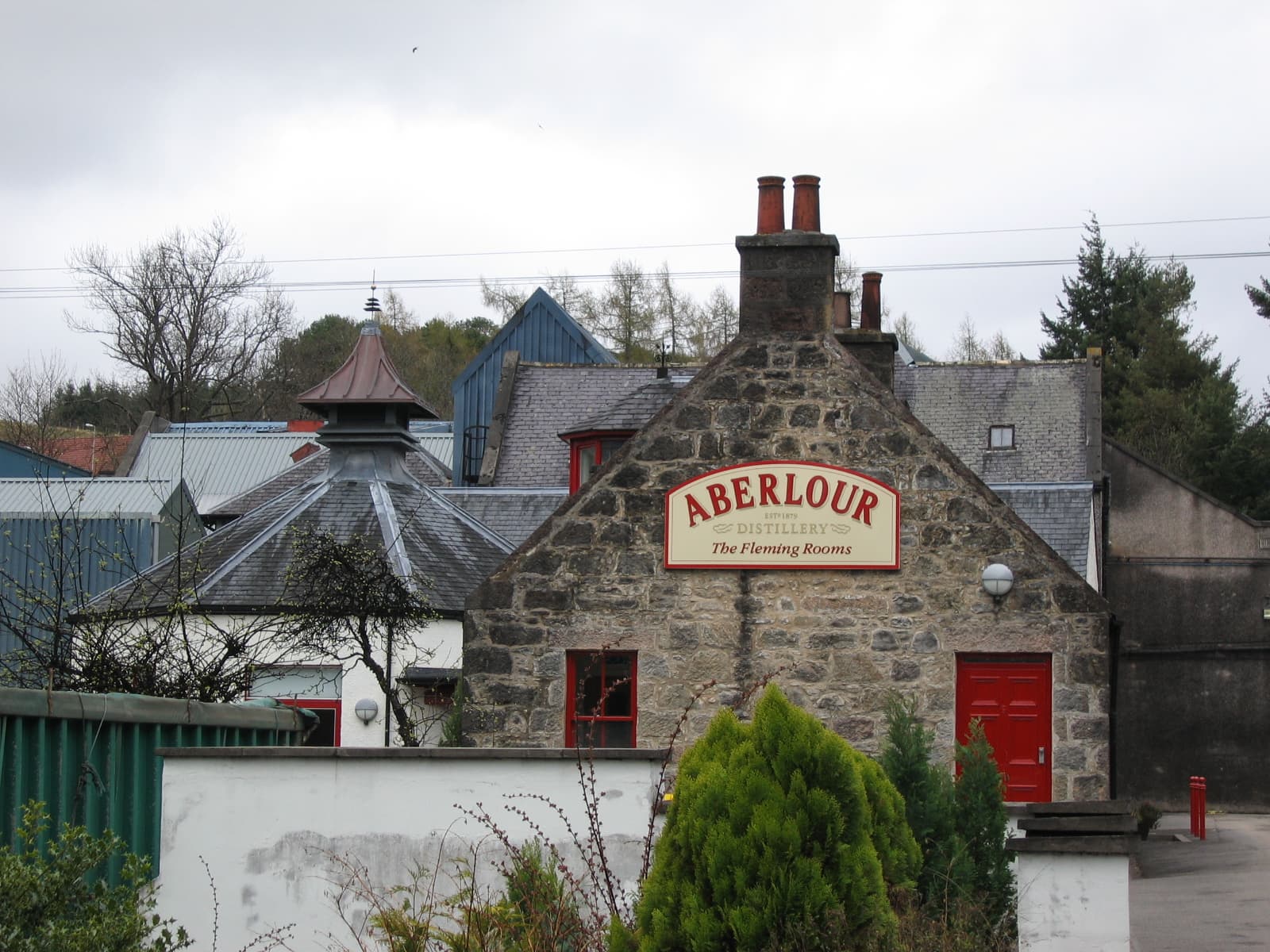 The Aberlour distillery gatehouse with its pagoda roof