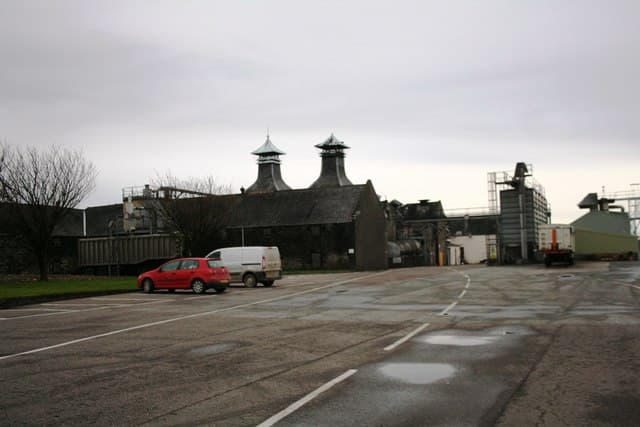 The twin pagoda roofs at Inchgower distillery near Buckie