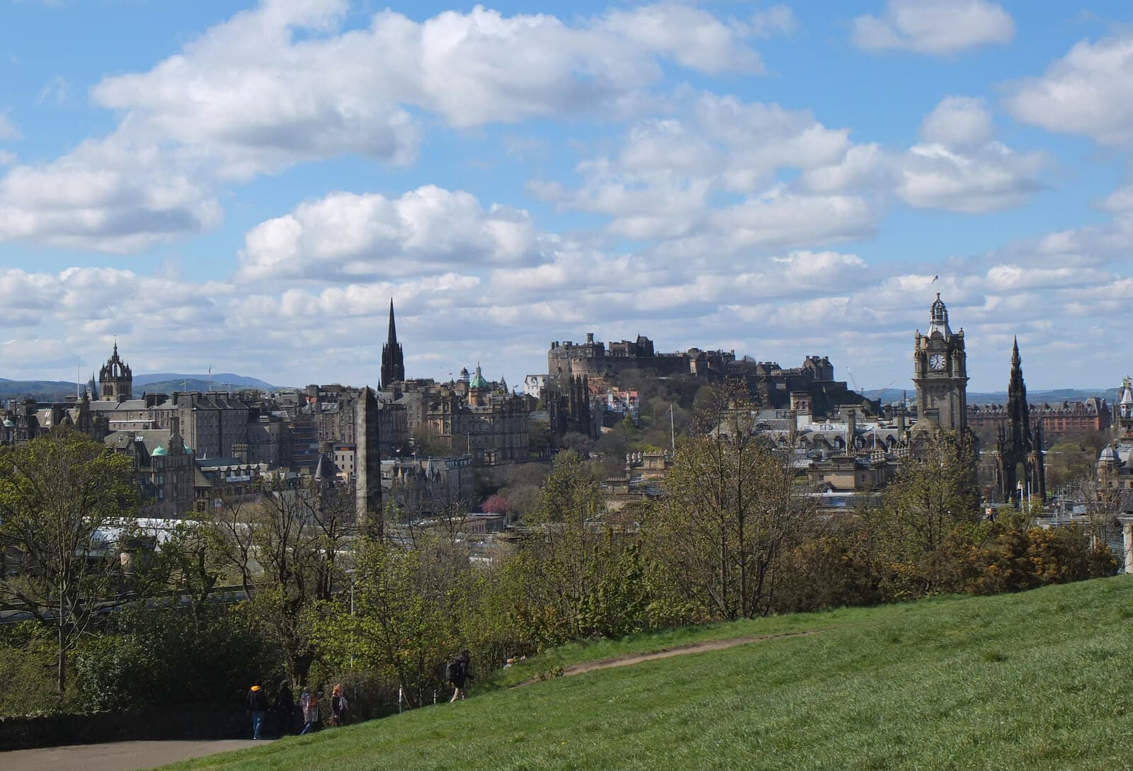 Edinburgh's Old Town skyline seen from Calton Hill, the Castle on its rock at the far end