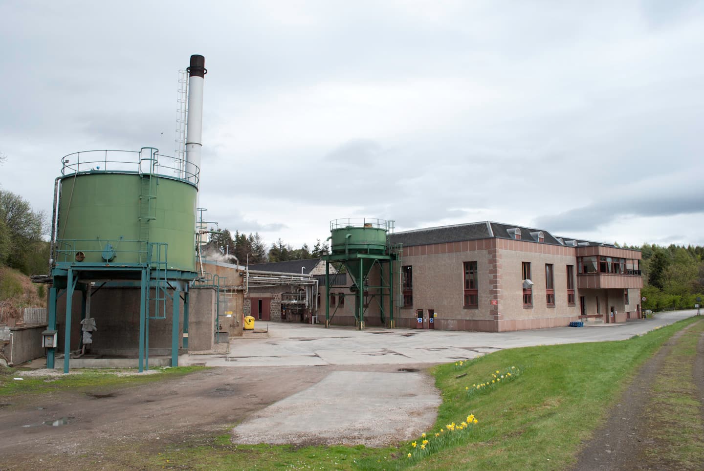 The production buildings and tanks at Tamdhu distillery, Knockando