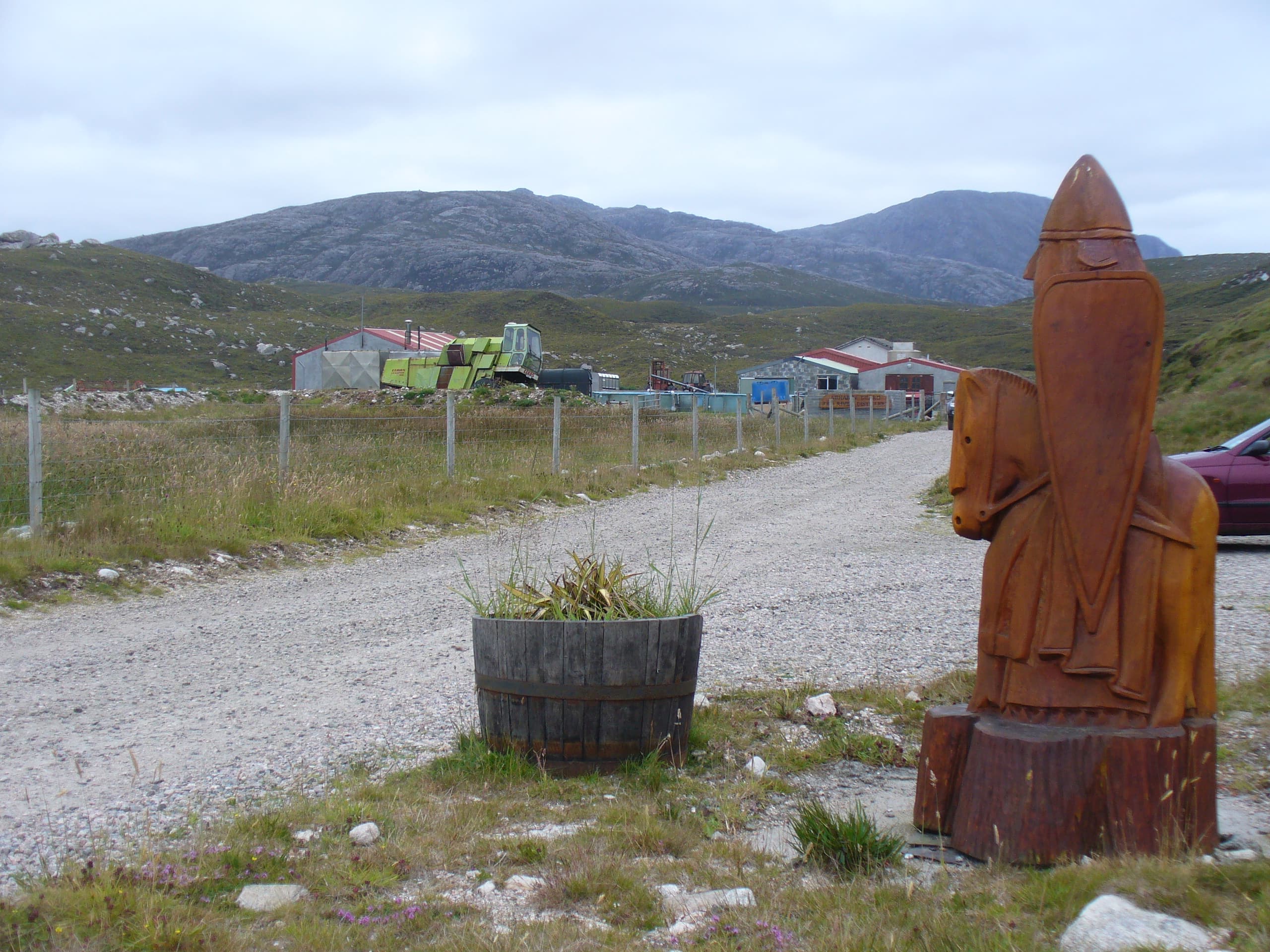 The approach to Abhainn Dearg distillery at Uig on Lewis