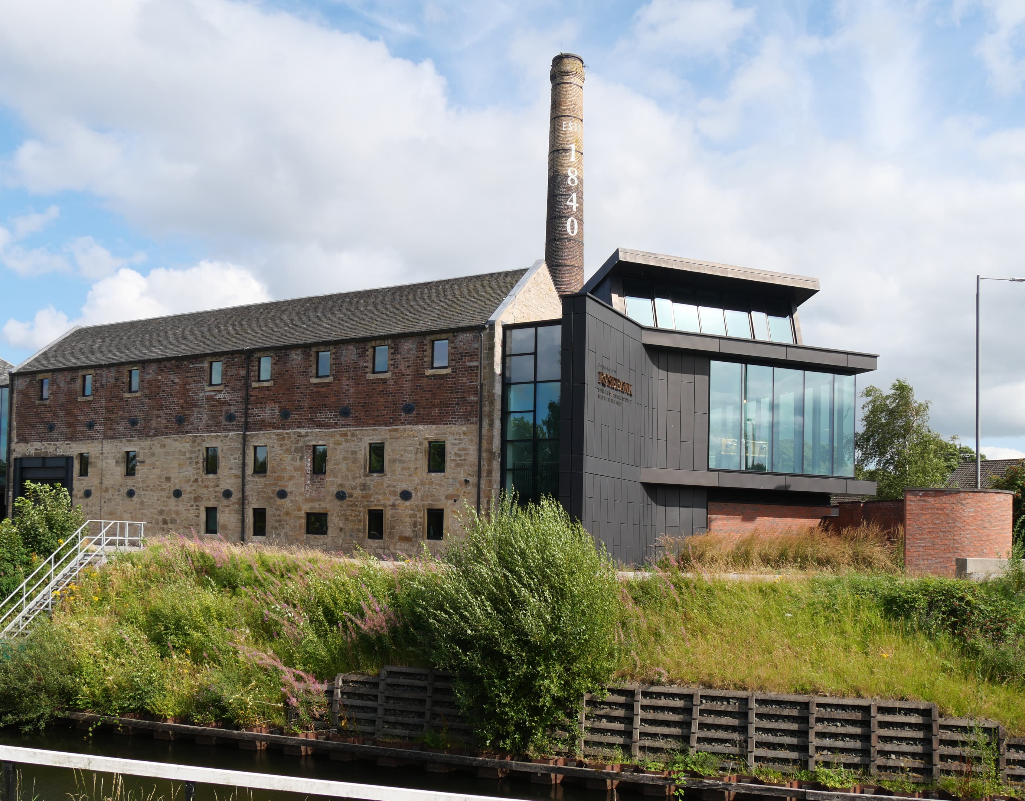The rebuilt Rosebank distillery beside the Forth & Clyde Canal in Falkirk