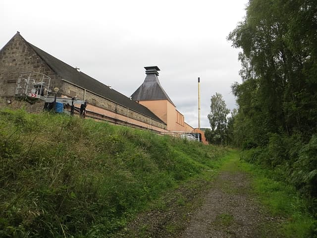 Knockando distillery's long warehouse range and pagoda roof