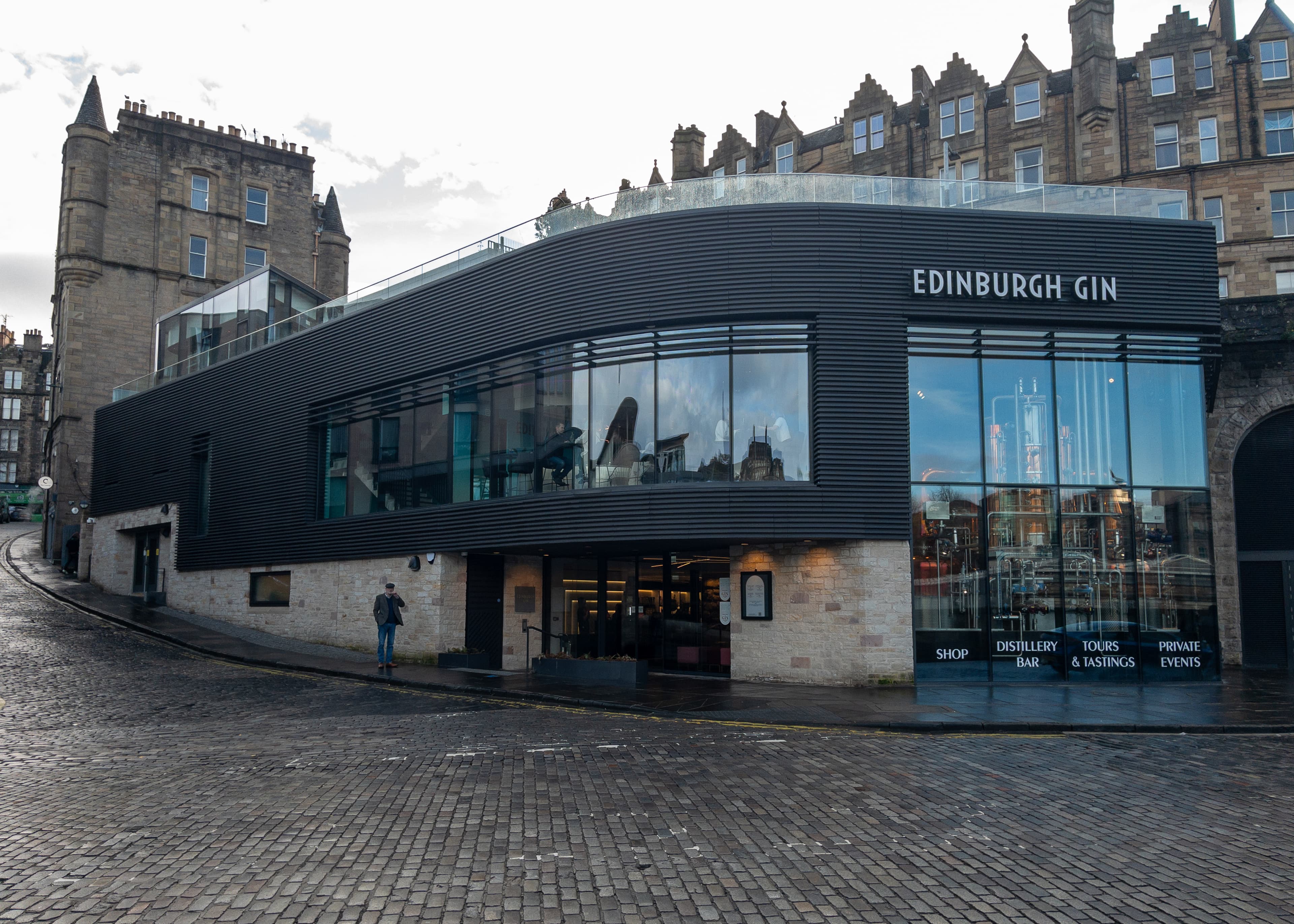 The Edinburgh Gin distillery, bar and shop at the Arches on East Market Street, Edinburgh