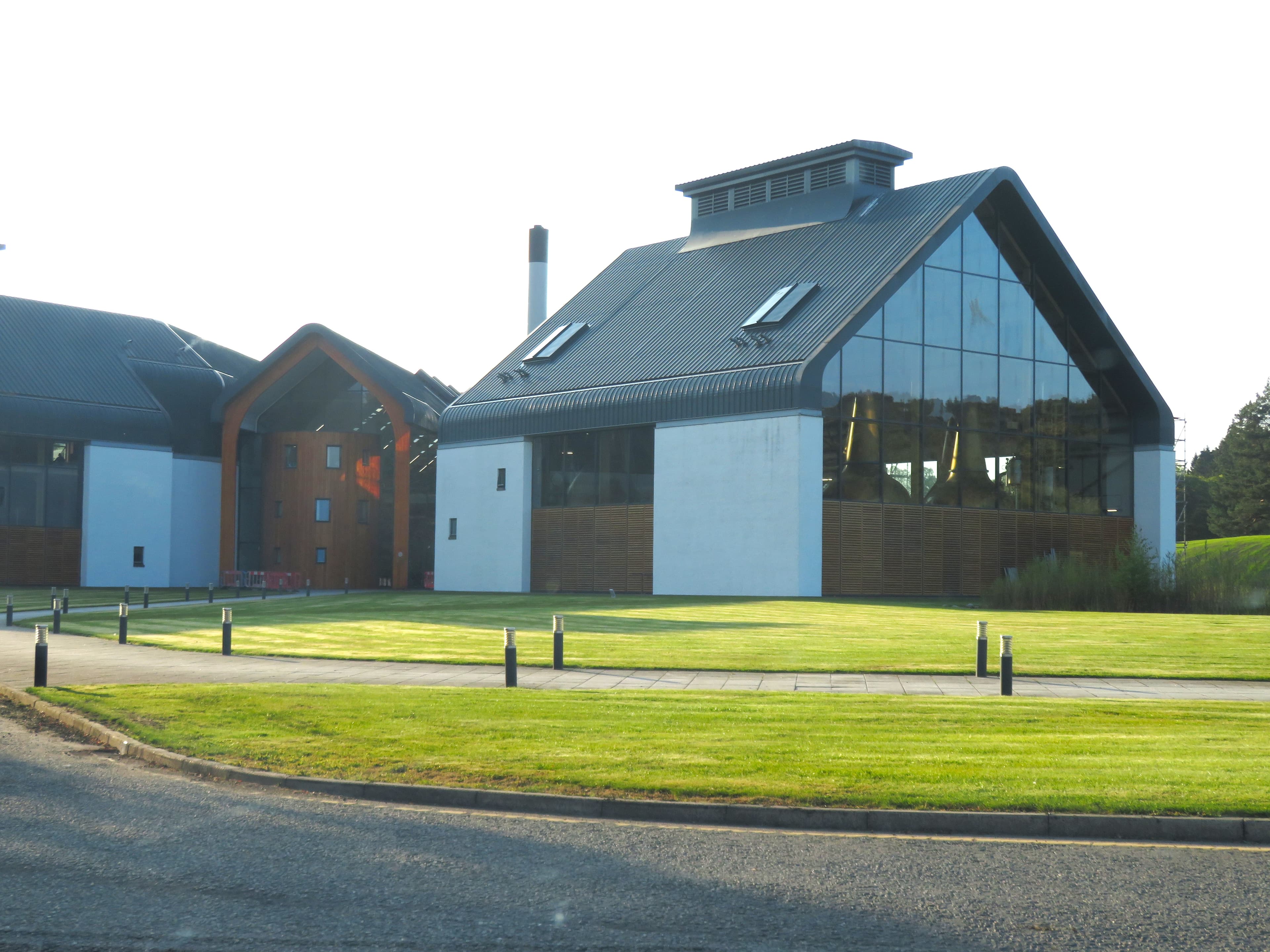 The modern Dalmunach distillery building at Carron