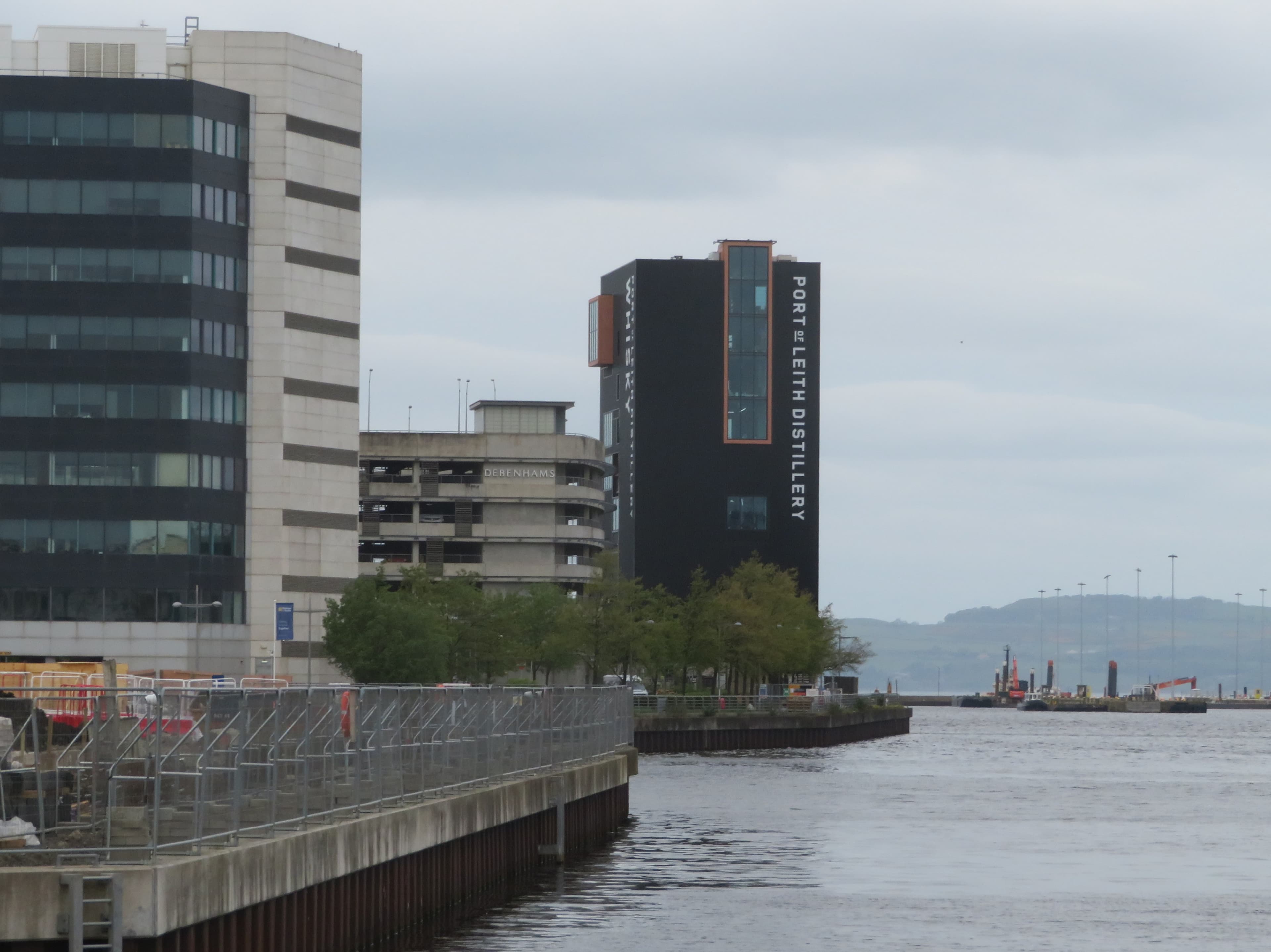 The Port of Leith Distillery's vertical still tower at Leith docks