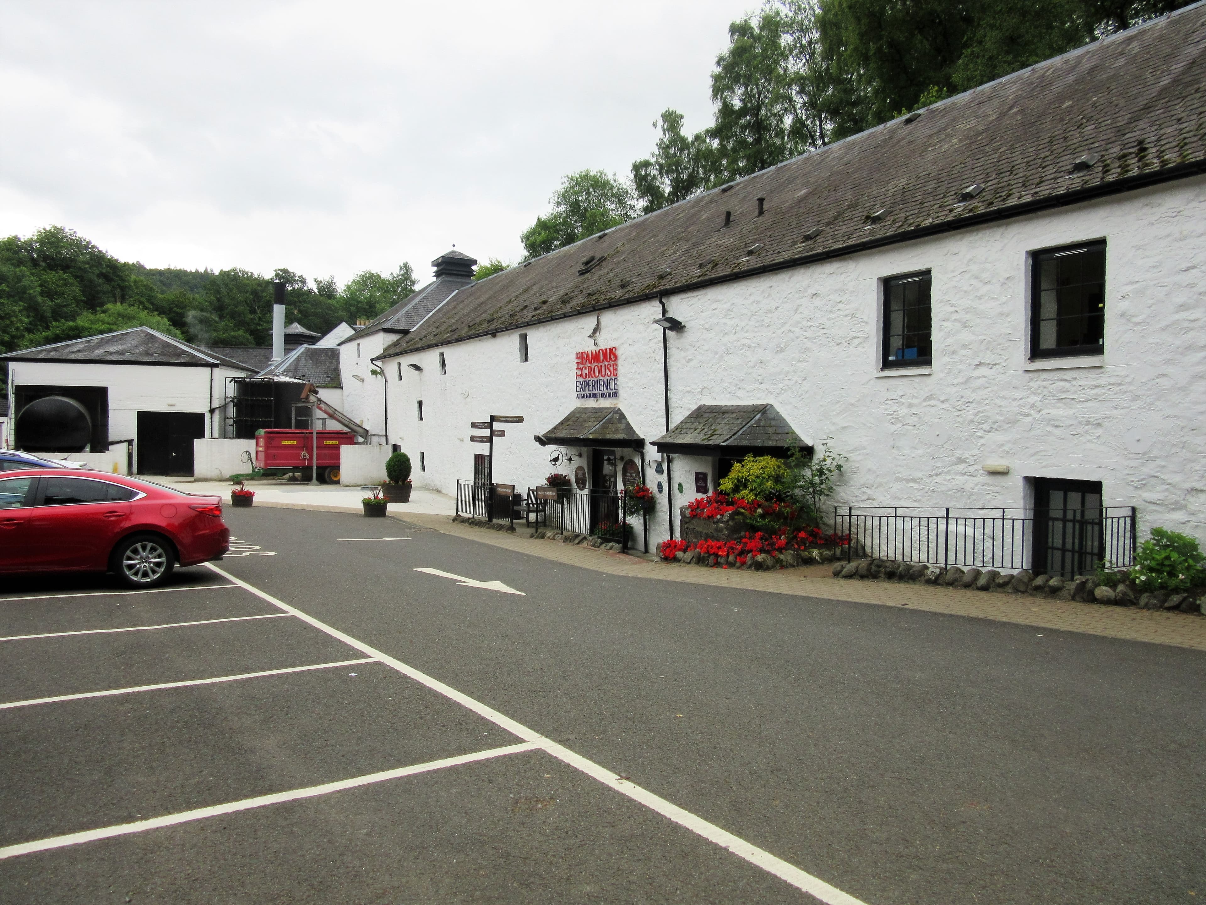 The whitewashed buildings at The Glenturret distillery near Crieff